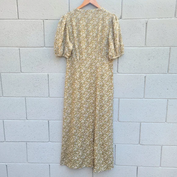 FahertyHavana Midi Dress in Golden Theodora Floral Linen Blend Size Medium